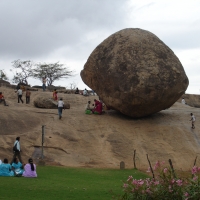 area india person giant boulder stay put gotta